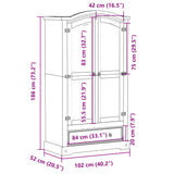 Wardrobe Corona 102x52x186 cm Solid Wood Pine