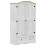 Wardrobe Corona White 102x52x186 cm Solid Wood Pine