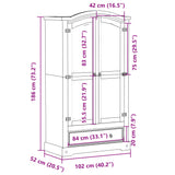 Wardrobe Corona White 102x52x186 cm Solid Wood Pine