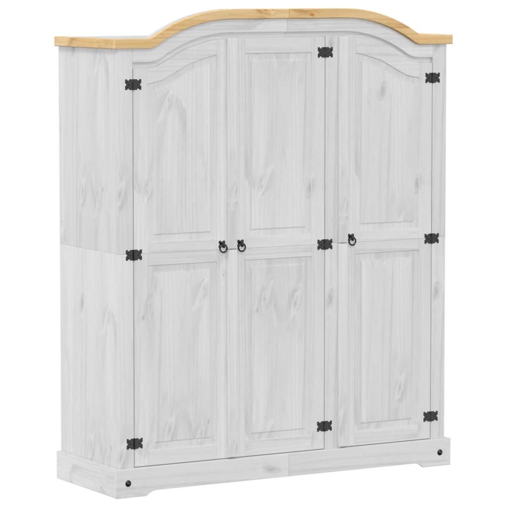 Wardrobe Corona White 151.5x52x186 cm Solid Wood Pine