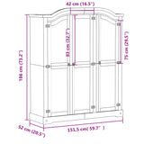 Wardrobe Corona White 151.5x52x186 cm Solid Wood Pine