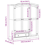 Wardrobe Corona 151.5x52x186 cm Solid Wood Pine