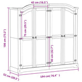 Wardrobe Corona 194x52x186 cm Solid Wood Pine