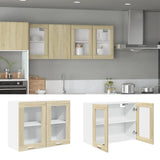 Hanging Glass Cabinet Lyon Sonoma Oak 80x31x60 cm Engineered Wood