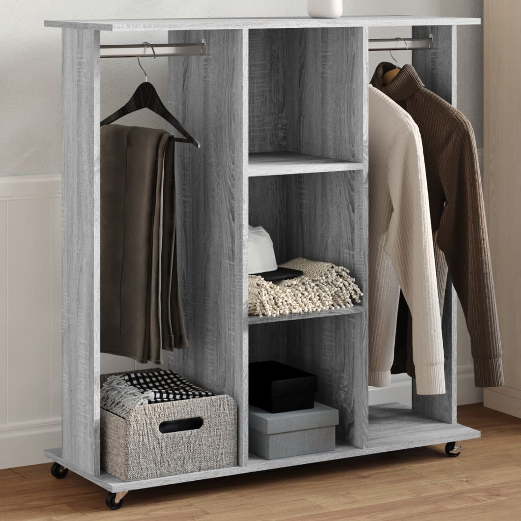 Wardrobe with Wheels Grey Sonoma 102x38x110 cm Engineered Wood