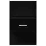 Wall-mounted Bedside Cabinet with LED Lights Black