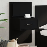 Wall-mounted Bedside Cabinet with LED Lights Black