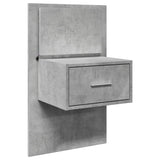 Wall-mounted Bedside Cabinet with LED Lights Concrete Grey