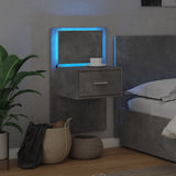 Wall-mounted Bedside Cabinet with LED Lights Concrete Grey