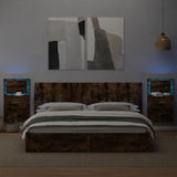 Wall-mounted Bedside Cabinets with LED Lights 2 pcs Smoked Oak