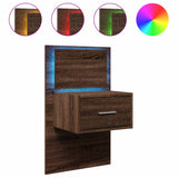 Wall-mounted Bedside Cabinet with LED Lights Brown Oak