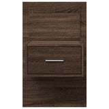 Wall-mounted Bedside Cabinet with LED Lights Brown Oak