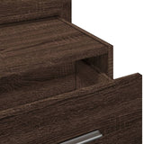 Wall-mounted Bedside Cabinet with LED Lights Brown Oak