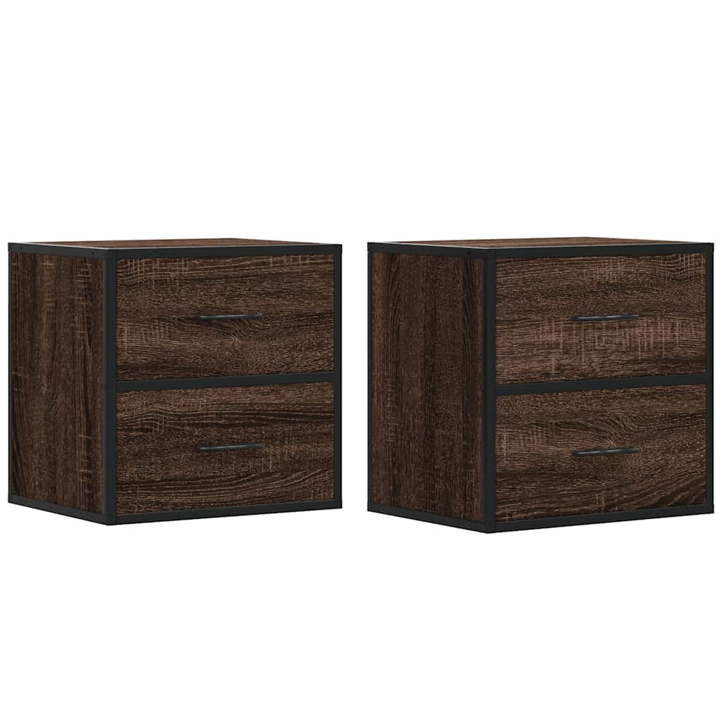 Wall-mounted Bedside Cabinets 2 pcs Brown Oak 40x31x39.5 cm