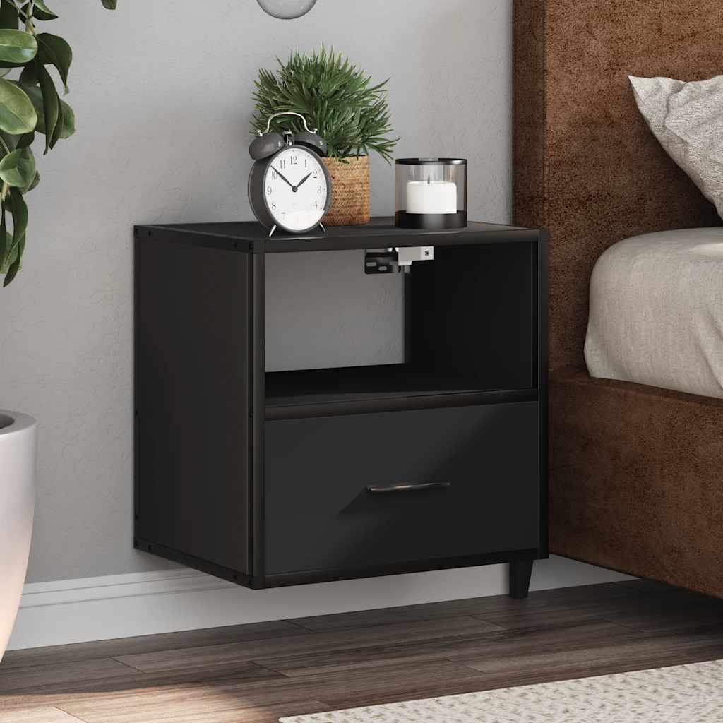 Wall-mounted Bedside Cabinets 2 pcs Black 40x31x39.5 cm