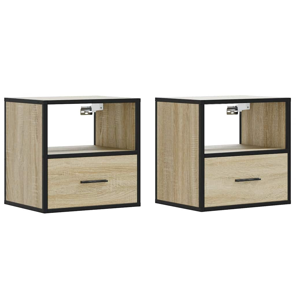 Wall-mounted Bedside Cabinets 2 pcs Sonoma Oak 40x31x39.5 cm