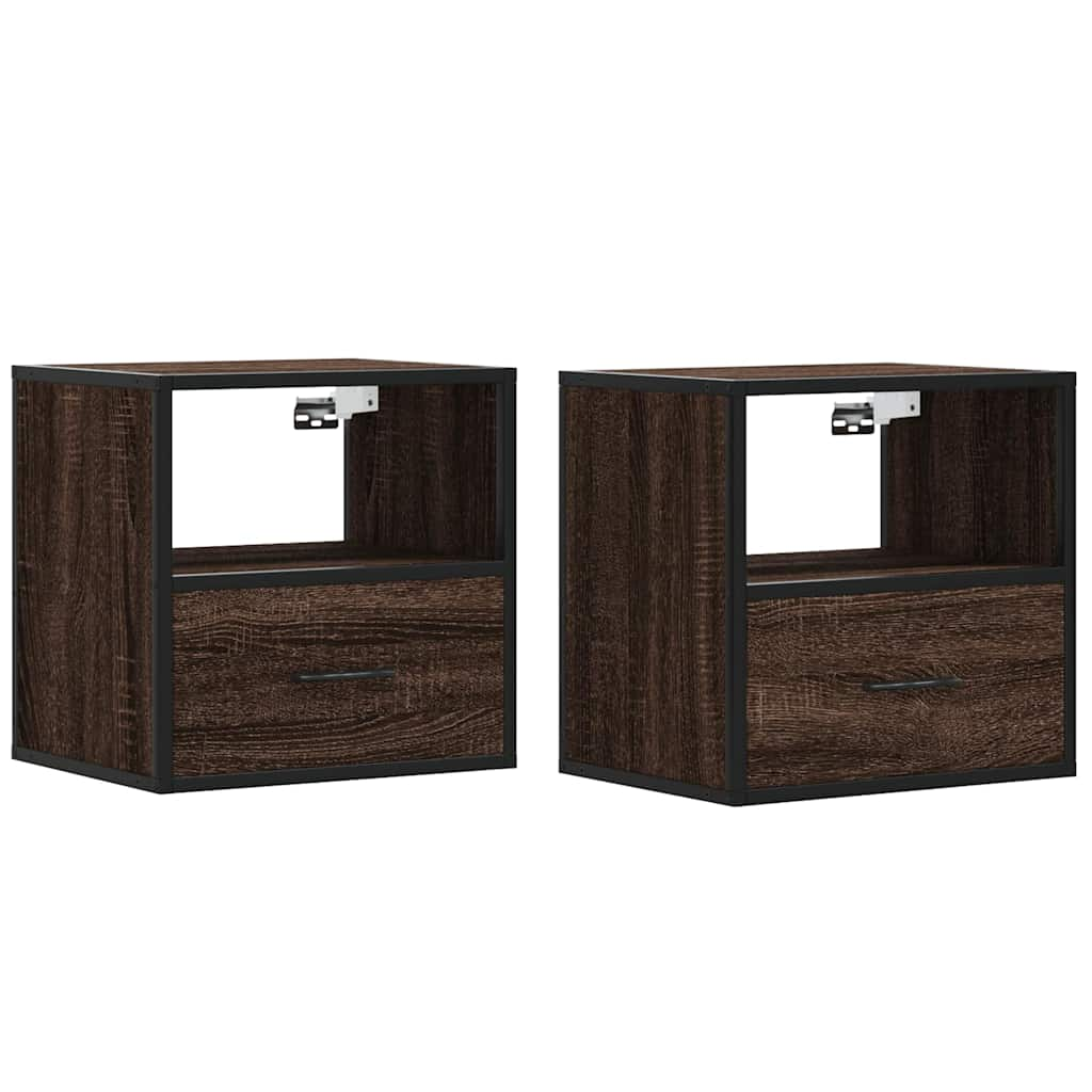 Wall-mounted Bedside Cabinets 2 pcs Brown Oak 40x31x39.5 cm