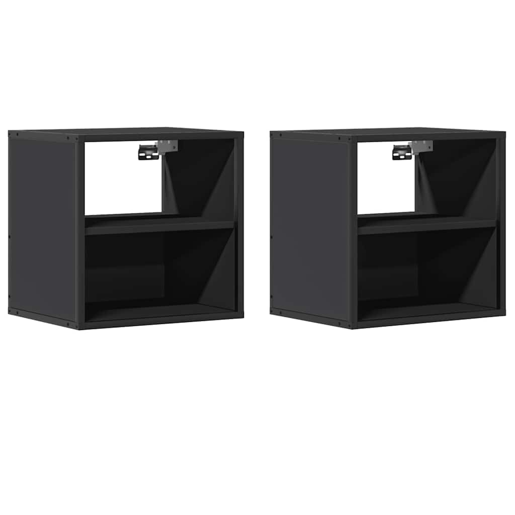 Wall-mounted Bedside Cabinets 2 pcs Black 40x31x39.5 cm