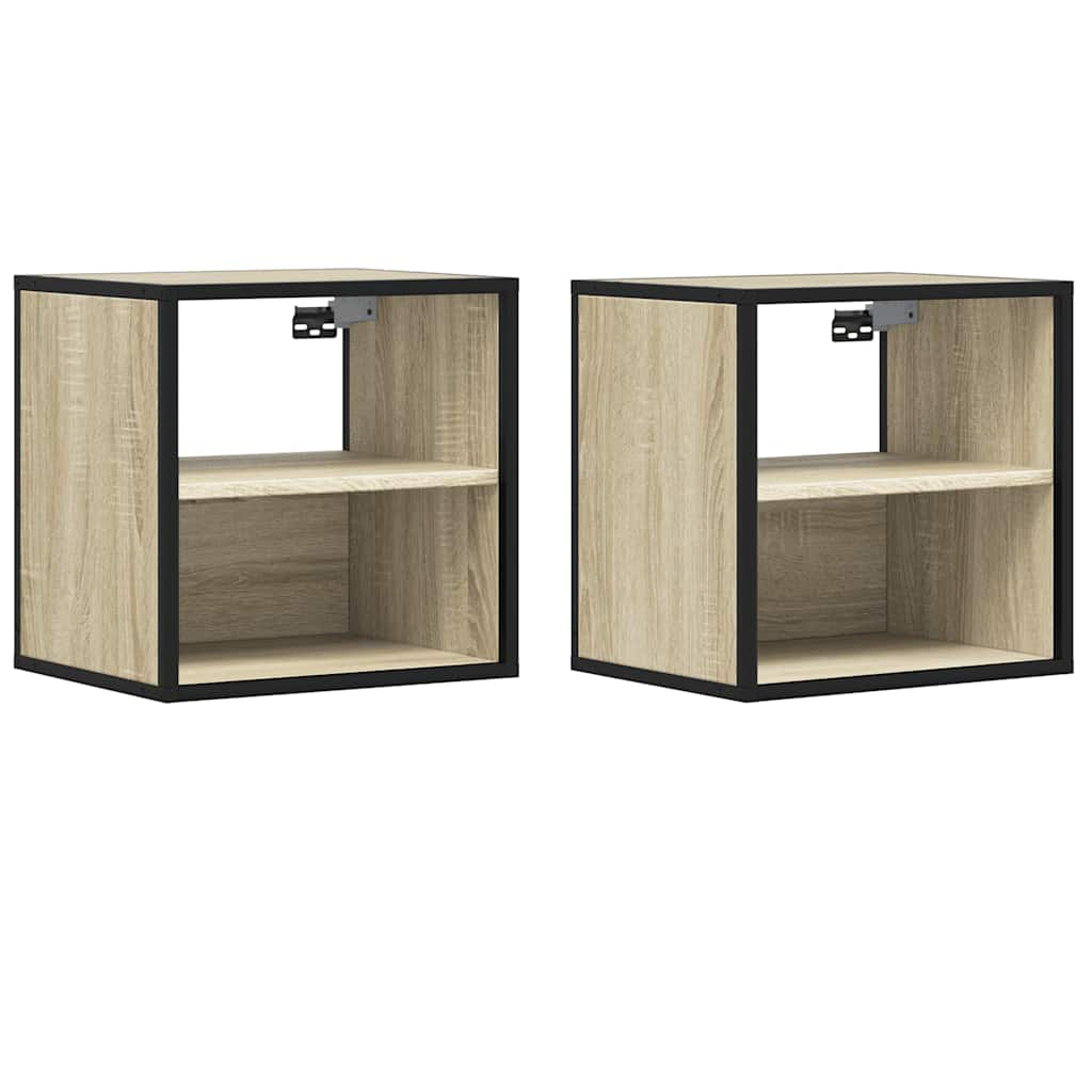 Wall-mounted Bedside Cabinets 2 pcs Sonoma Oak 40x31x39.5 cm