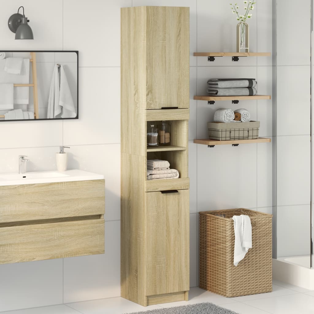 Bathroom Cabinet Sonoma Oak 32x34x188.5 cm Engineered Wood