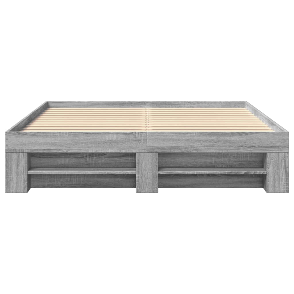 Bed Frame without Mattress Grey Sonoma 150x200 cm King Size Engineered Wood