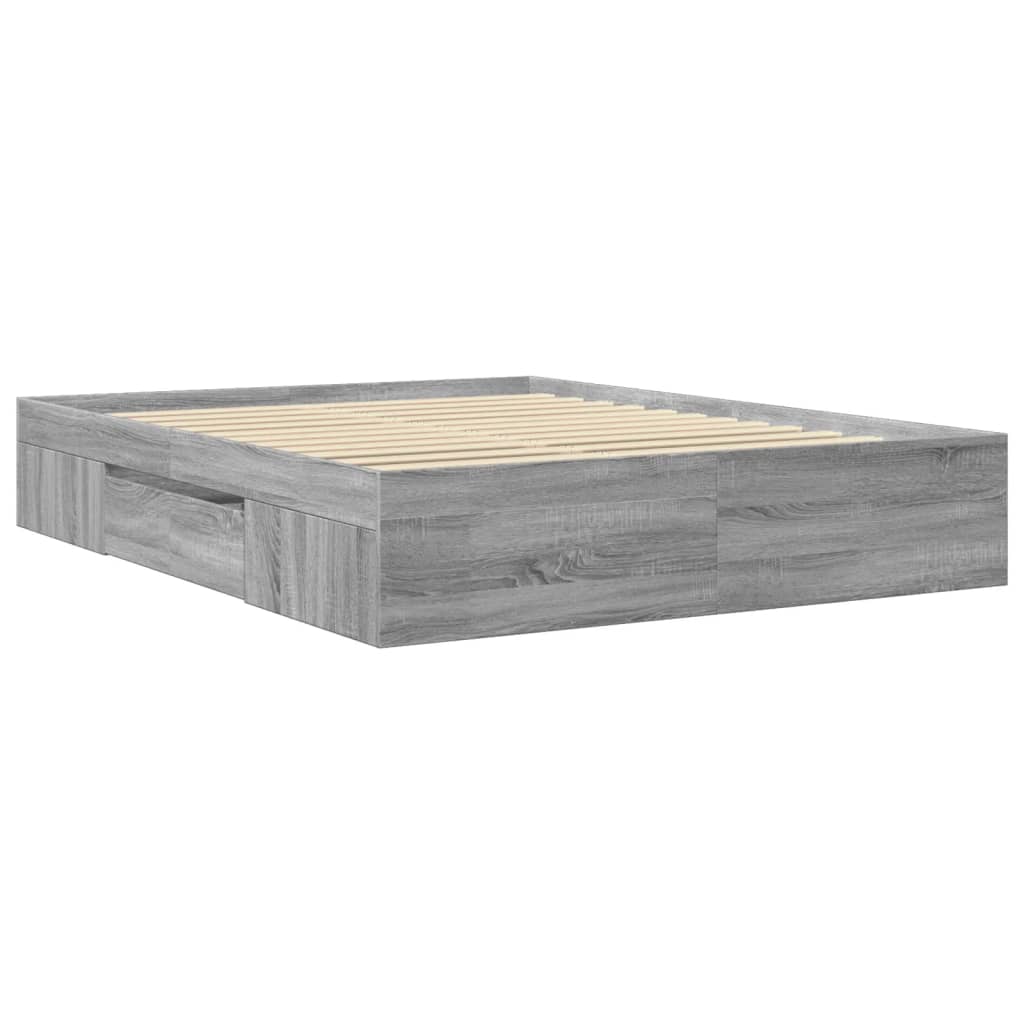 Bed Frame without Mattress Grey Sonoma 150x200 cm King Size Engineered Wood