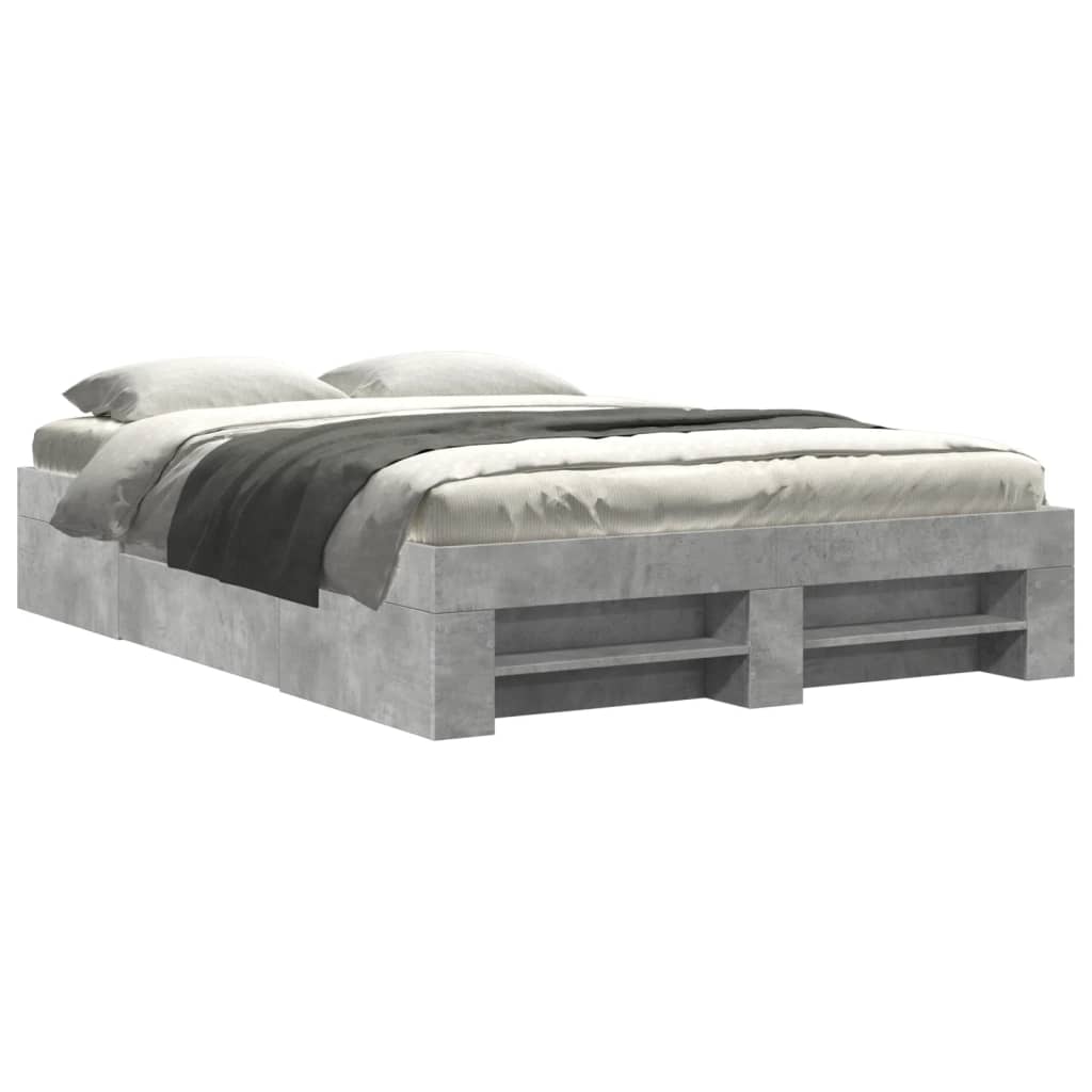 Bed Frame without Mattress Concrete Grey 140x200cm Engineered Wood