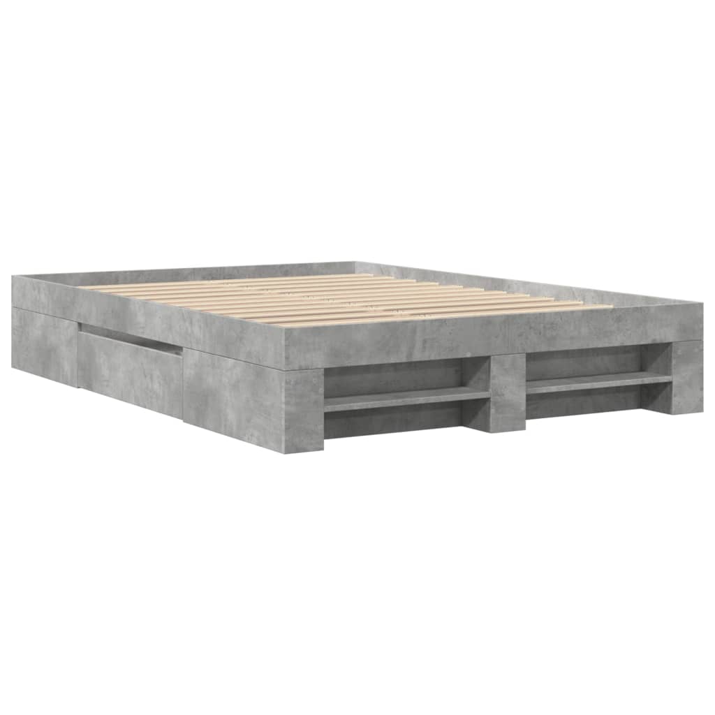 Bed Frame without Mattress Concrete Grey 140x200cm Engineered Wood