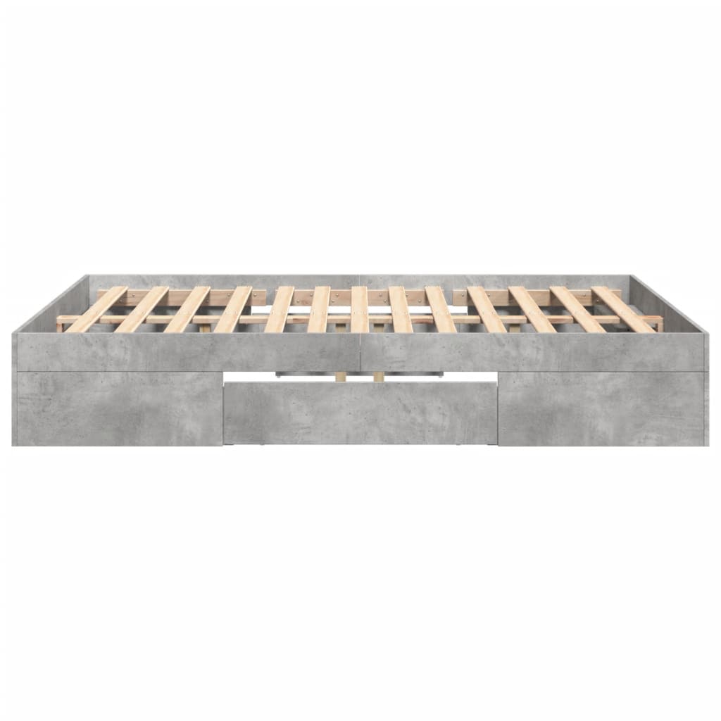 Bed Frame without Mattress Concrete Grey 140x200cm Engineered Wood