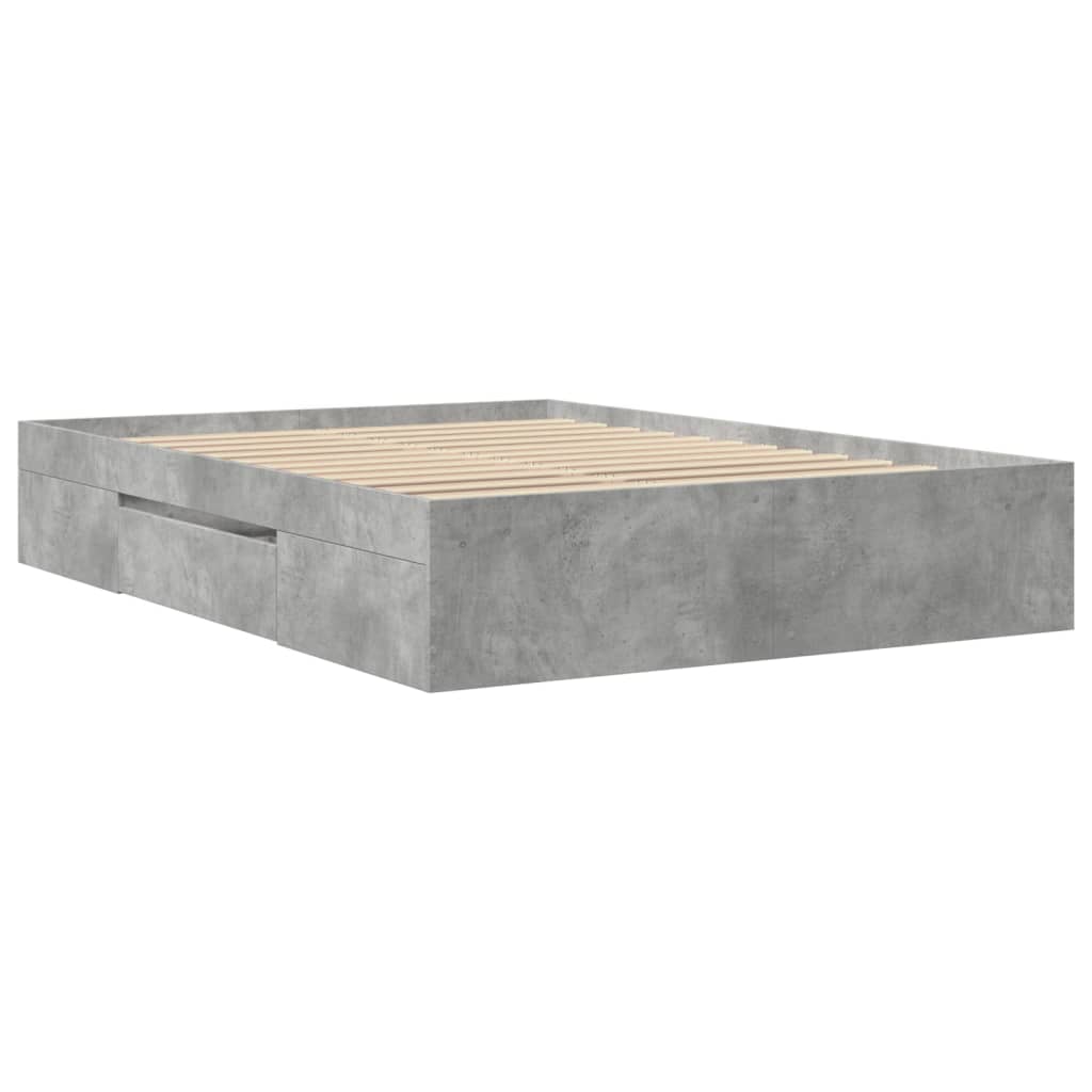 Bed Frame without Mattress Concrete Grey 140x200cm Engineered Wood