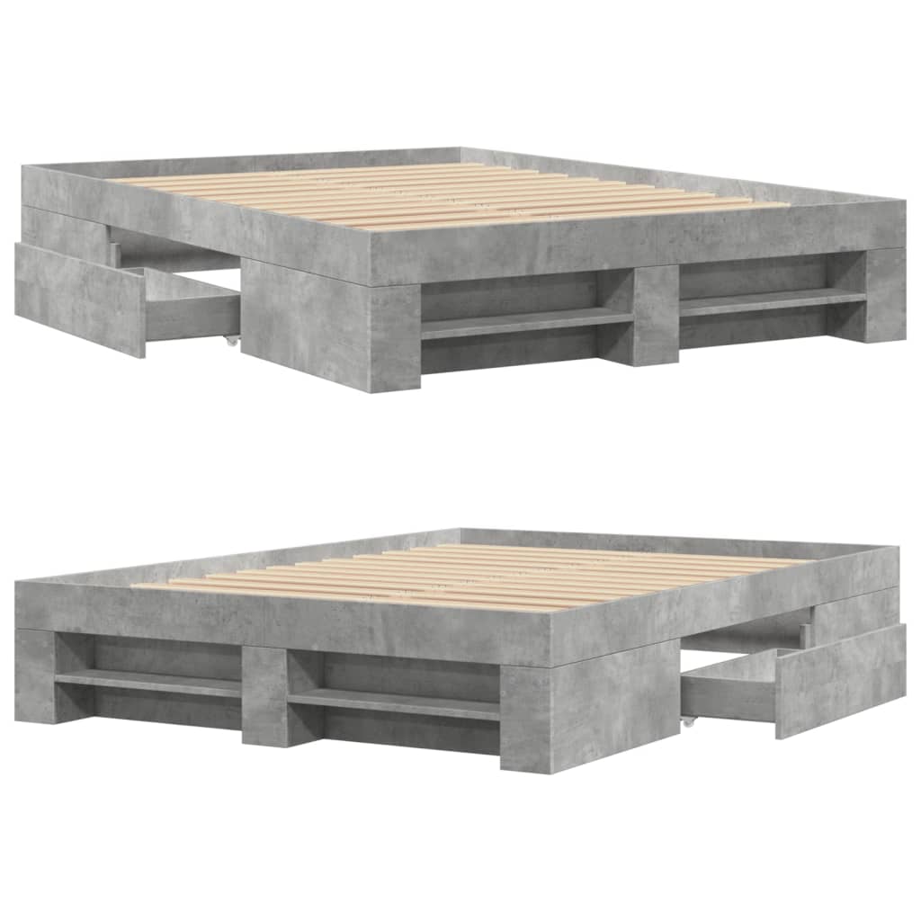 Bed Frame without Mattress Concrete Grey 140x200cm Engineered Wood