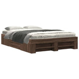 Bed Frame without Mattress Brown Oak 135x190 cm Double Engineered Wood