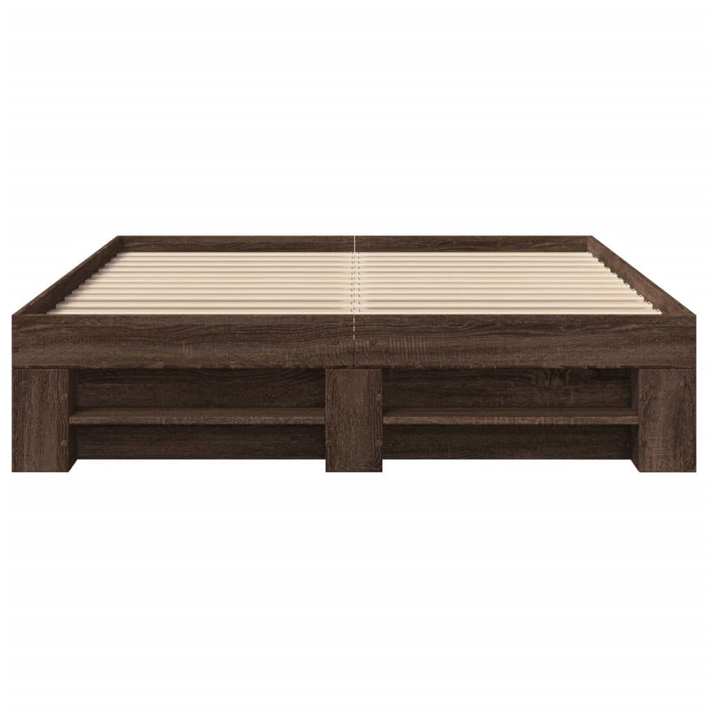 Bed Frame without Mattress Brown Oak 135x190 cm Double Engineered Wood