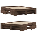 Bed Frame without Mattress Brown Oak 135x190 cm Double Engineered Wood