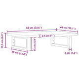 Basin Shelf Wall Mounted Steel and Solid Wood Beech