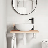 Basin Shelf Wall Mounted Steel and Solid Wood Beech