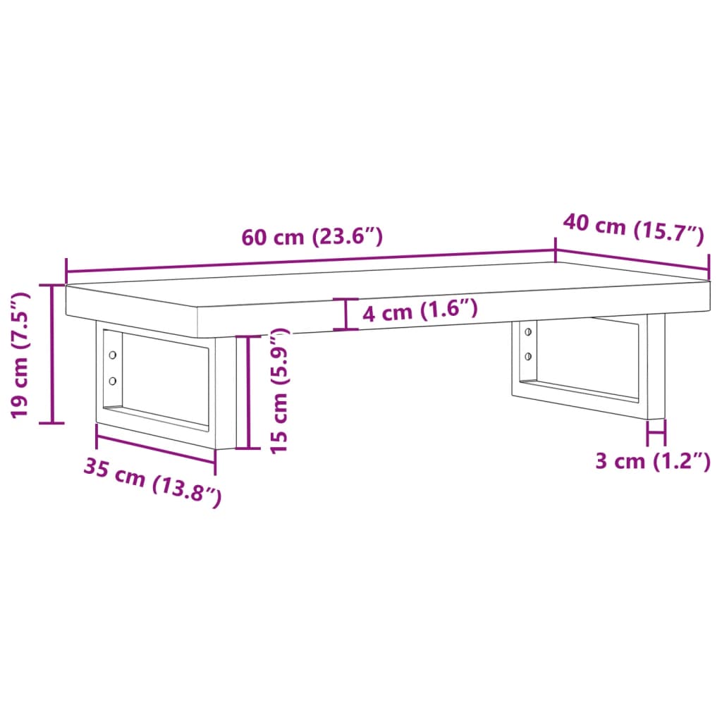 Basin Shelf Wall Mounted Steel and Solid Wood Acacia