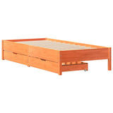 Bed Frame without Mattress Wax Brown 90x200 cm Solid Wood Pine