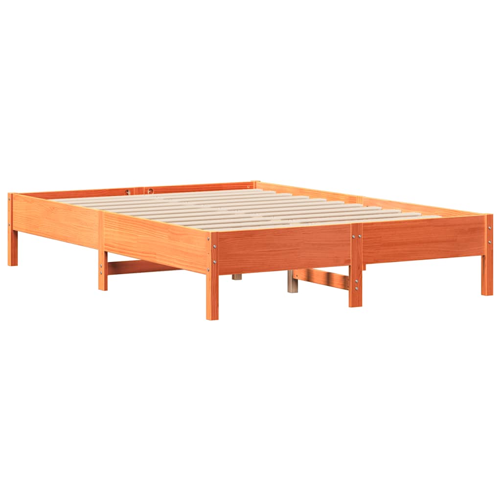 Bed Frame without Mattress Wax Brown 140x190 cm Solid Wood Pine