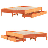 Bed Frame without Mattress Wax Brown 140x190 cm Solid Wood Pine