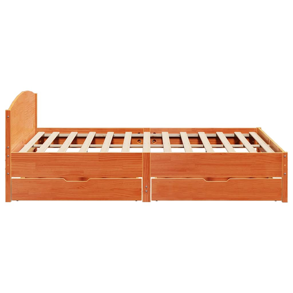 Bed Frame without Mattress Wax Brown 200x200 cm Solid Wood Pine