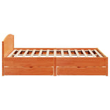 Bed Frame without Mattress Wax Brown 200x200 cm Solid Wood Pine