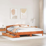 Bed Frame without Mattress Wax Brown 200x200 cm Solid Wood Pine