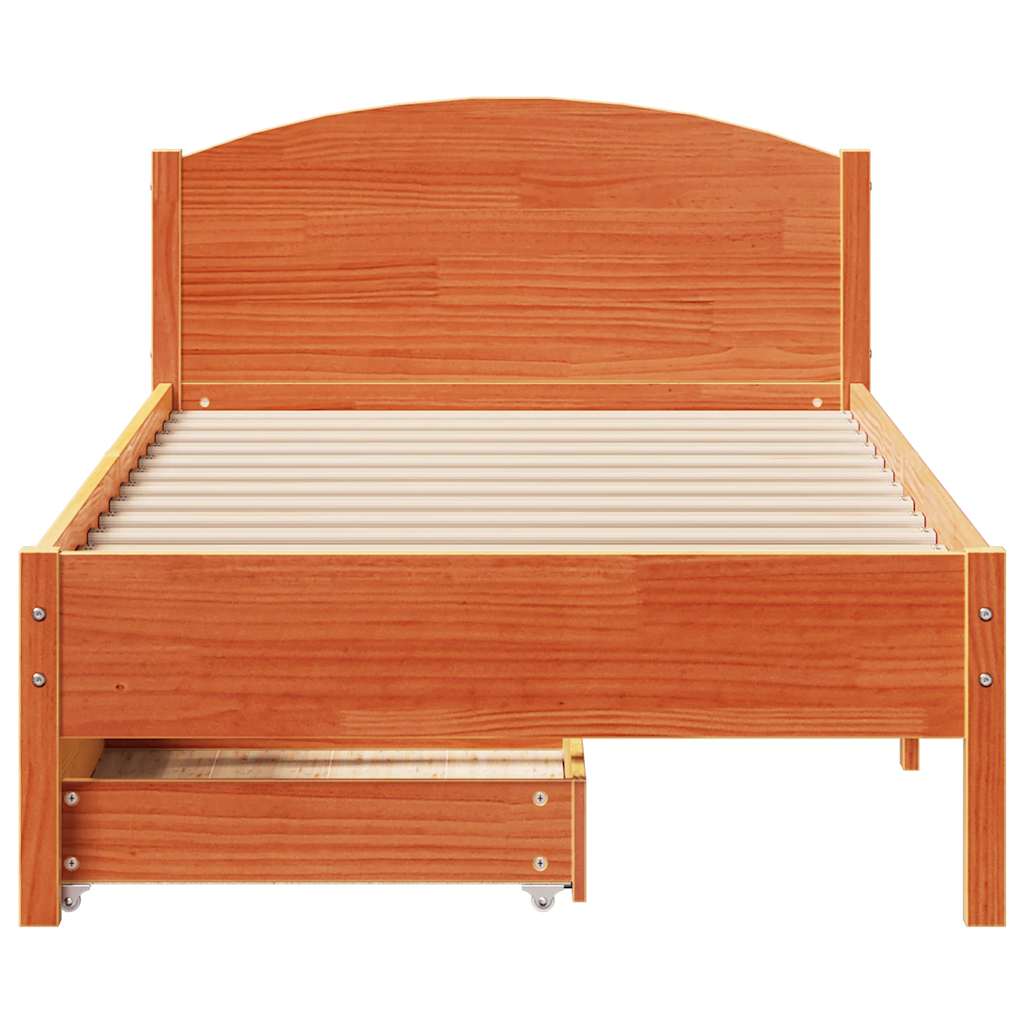 Bed Frame without Mattress Wax Brown 75x190 cm Small Single Solid Wood Pine