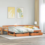 Daybed with Trundle&Drawers without Mattress Wax Brown 90x200 cm