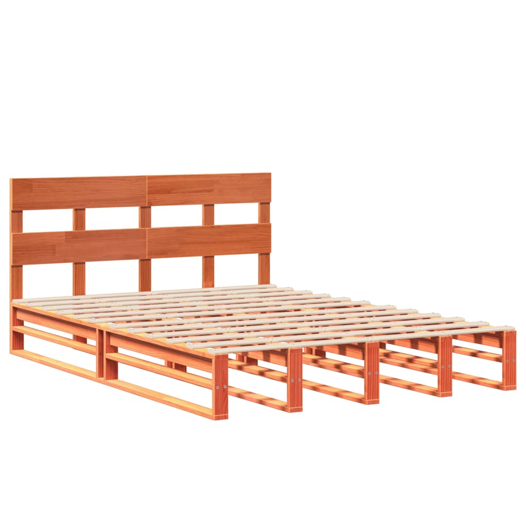 Bed Frame without Mattress Wax Brown 160x200 cm Solid Wood Pine