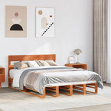 Bed Frame without Mattress Wax Brown 160x200 cm Solid Wood Pine