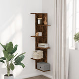 Wall Corner Shelf Smoked Oak 36.5x36.5x140 cm Engineered Wood