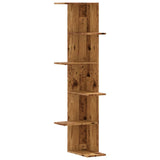 Wall Corner Shelf Old Wood 36.5x36.5x140 cm Engineered Wood