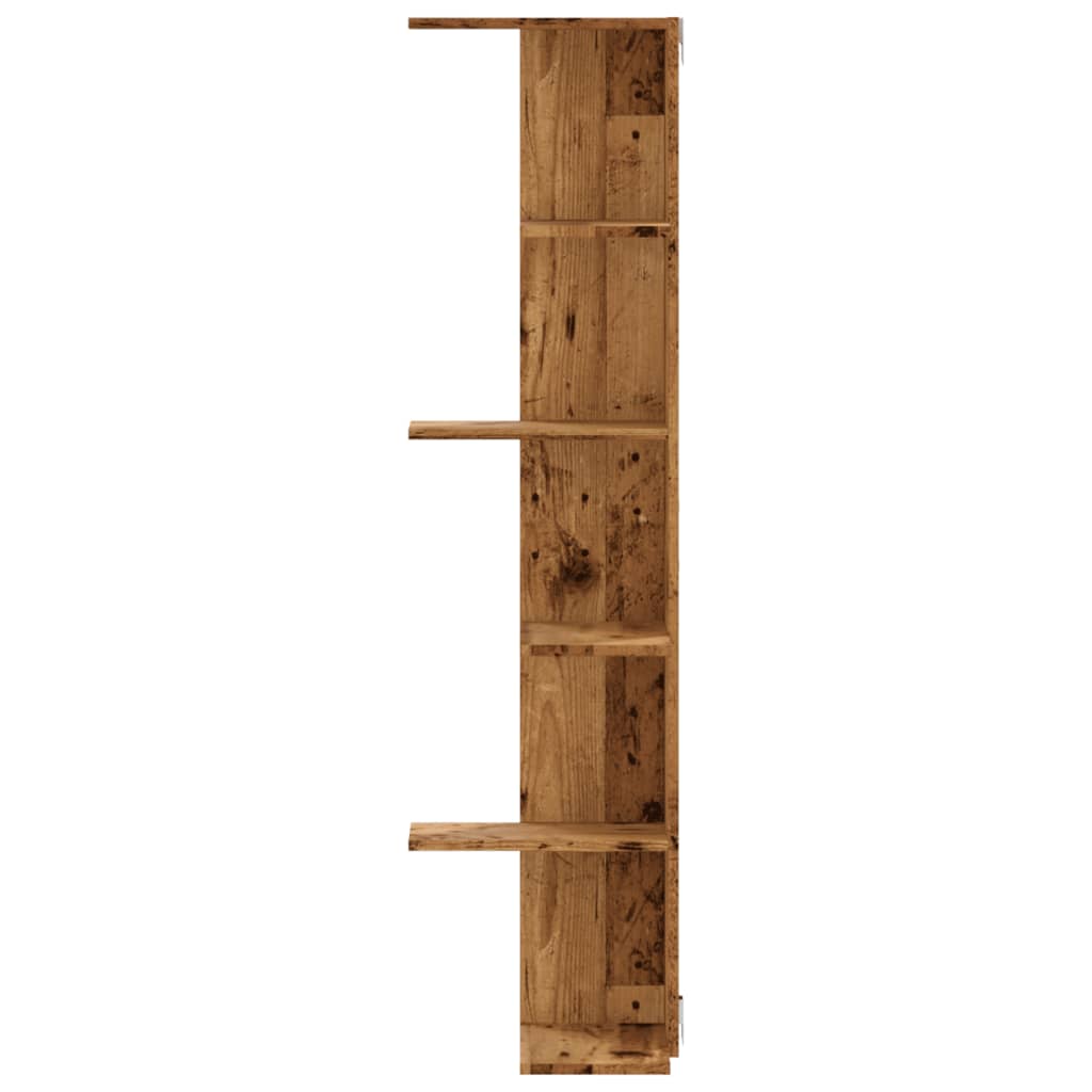 Wall Corner Shelf Old Wood 36.5x36.5x140 cm Engineered Wood